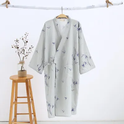 Japanese Yukata Kimono Pajamas Robe Cotton Khan Steamed Bathrobe Sleepwear Retro • £21.71