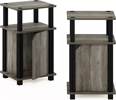 Brahms 3-Tier End Side Sofa Table/Nighstand With Door 2-Pack French Oak/Black • $65.25