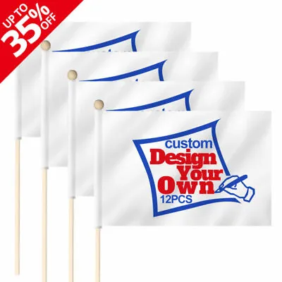 Anley Custom Handheld Stick Flag - Personalized Mini Stick Flags (Set Of 12) • $12.95