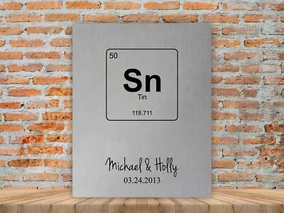 Tin Elemental Print Traditional 10th Anniversary Aluminum Gift Periodic Table • $135