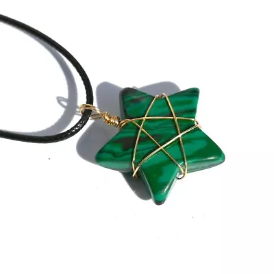 1pc Gem Malachite Wrap Star Water-Drop Necklace Chakra Reiki Healing Amulet • $0.71