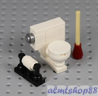 $9.49 • Buy LEGO - Toilet Bowl W/ Plunger & Paper Roll - WC Bathroom Furniture Minifigure 