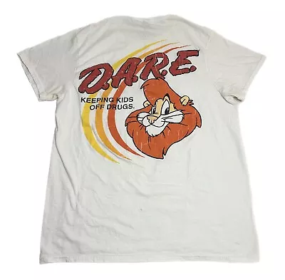 Dare Shirt Men’s Medium White Lion Keep Off Drugs Retro Vintage Style Tee Logo • $14.95