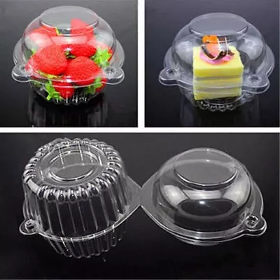 5PCS Plastic Cupcake Muffin Single Cup Cake Holders Boxes Pods Domes Cases M/L • £4.84