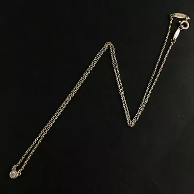 TIFFANY&CO. Silver 925 By The Yard Diamond Pendant Necklace/5Y0169 • $1