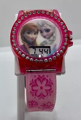 DISNEY Elsa WATCH FROZEN New Battery LCD Iced Pink Dial Snowflake Strap • $11.90