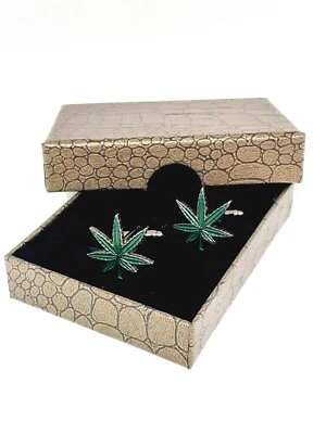 £7.99 • Buy CANNABIS WEED LEAF Cufflinks, Novelty  CuffLinks In Gift Box. Mens Ref 4-20
