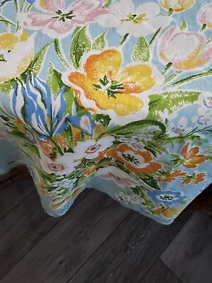 70” Round Tablecloth Floral Medley Blue Spring Flowers J C Penney’s Home VTG • $24.99