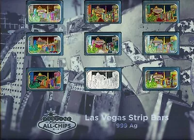 Very Rare #8/12 Las Vegas Strip Enamel Set 9x 1-OZ Fine Silver Bars By All Enams • $2500