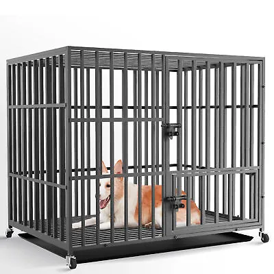  XXL XL Large Pet Dog Cage Square Tube Steel Pet Crate Kennel Movable In/outdoor • £135.93