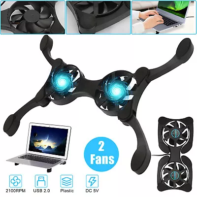 USB Dual Cooling Fan Pad Foldable Slim Fans Cooler Stand For Laptop PC Notebook • $8.98