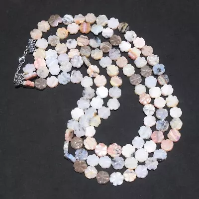 527.00 Cts Natural Pink Australian Opal Flower Carved Beaded Necklace SK 14 E515 • $4.25