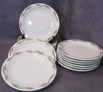 1964 Homer Laughlin RESTAURANT WARE 7  Dessert Plates *Leaf & Scroll *Set/6 • $30