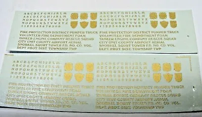 (2) Sets WHITE Fire Apparatus Decals 1/87 Scale  (Gold Shown For Clarity) • $5