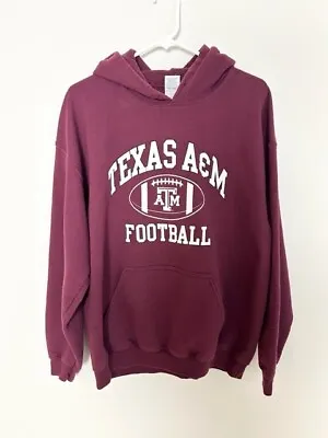 Gildan Mens Texas A&M Graphic Sweatshirt Hoodie Size L Maroon Red Long Sleeves • $18.99