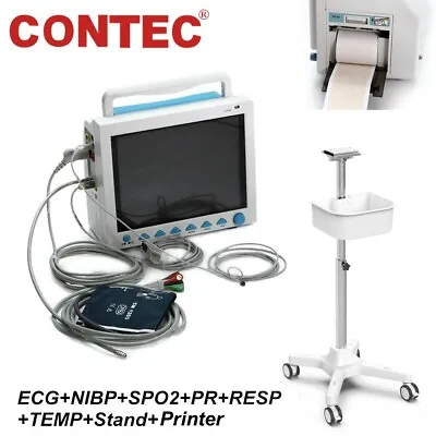 CMS8000 Patient Monitor  With Printer Trolley Stand 12.1  Vital Sign ECG 6-Param • $848