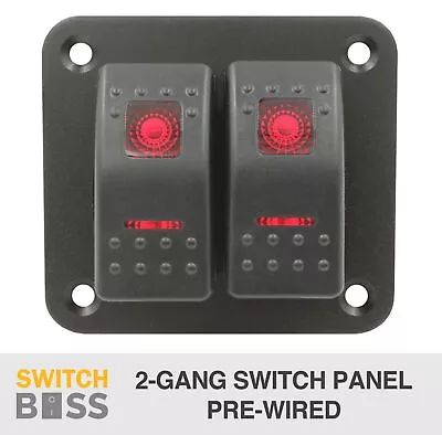 2 Gang Rocker Switch Panel - RED - PRE WIRED - LED 12v 4x4 Boat Caravan Marine • $26