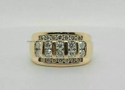 2Ct Round Simulated Diamond Men's Cluster Engagement Ring 925 Silver Gold Plated • $88.68