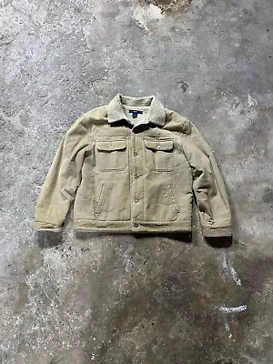 Vintage Gap Corduroy Trucker Jacket Coat Sherpa Lined Size Large Tan Beige • $17.99