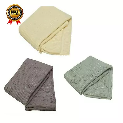 New Design 100% Cotton Bed DOT'S Waffle Weave Sofa Blanket Throw Double King QM • £10.97