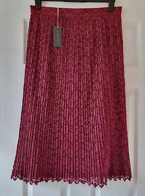 Laura Ashley Skirt Size 14 New Red Claret Pleated Lace Lined  • £14.99