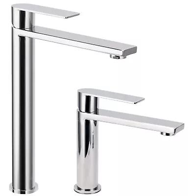 WELS Tall / Standard Round Basin Mixer Bathroom Sink Tap Square Spout Chrome • $66