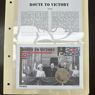 ROUTE TO VICTORY COIN COVER COLLECTION: VE DAY 2005 GIBRALTAR ONE CROWN + I Card • £4.99