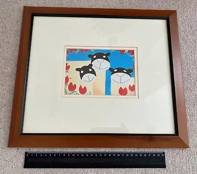 £25 • Buy Mackenzie Thorpe Framed Print Three Sheep (‘In Love’?) With Tulips. Hard To Find