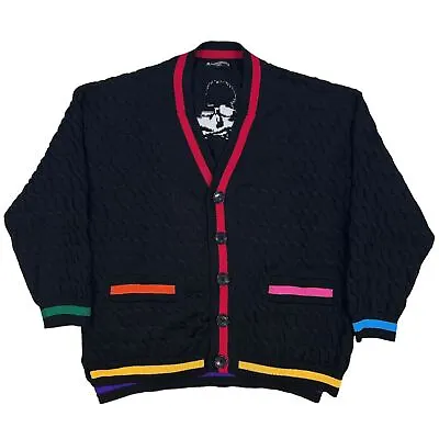 MASTERMIND JAPAN Black Knitwear Cardigan World Tennis Knit Medium NEW RRP 1165 • £524.25