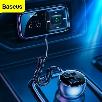 Baseus Wireless FM Transmitter Bluetooth 5.0 Receiver 3.1A USB Car Charger Kit • $14.99