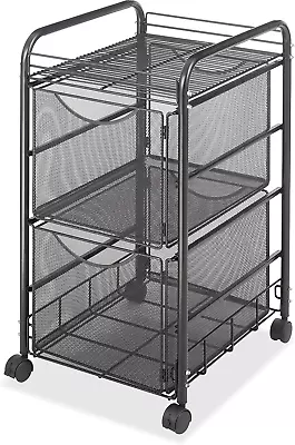 File Rolling Cart Storage Mobile Cabinet Metal Wire Home Office 2 Drawers Black • $143.99