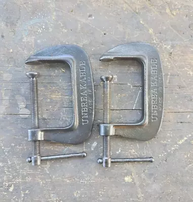 Lot Of 2 Vintage 3  Unbreakable C-Clamps Malleable Iron Made In USA • $15