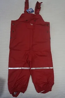 Muddy Puddles Puddleflex Dungarees Bib N Brace Waterproof Trousers Red 18-24 MTH • £16.99