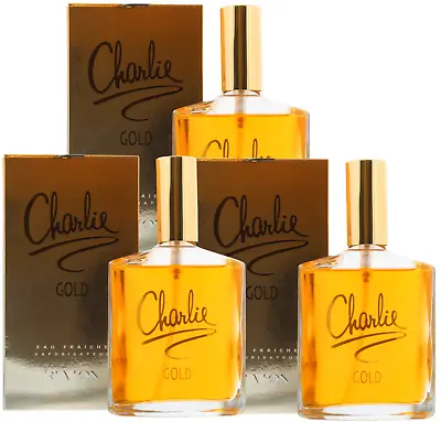 Revlon Charlie Gold Eau Fraiche 100ml Eau De Toilette Spray Perfume 3 PACK SET • £17.95