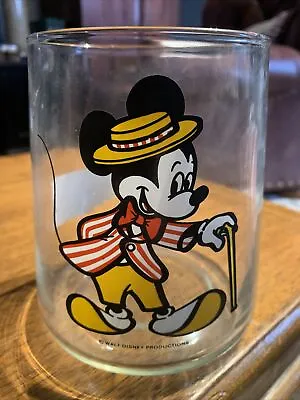 Walt Disney Mickey Mouse Clear Glass Vase/Jar 5.5” Tall Vintage • $19.98