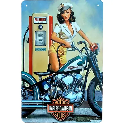 Vintage Style Harley Davidson Metal Sign 12  X 8  (Reprint) Shell Station Pinup • $13.50