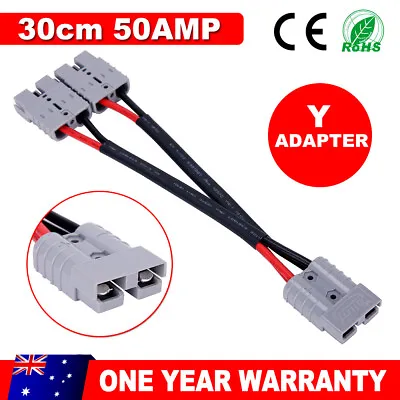 $14.95 • Buy 50Amp Anderson Style Plug Extension Double Y Adaptor Solar Cable Connector 30CM