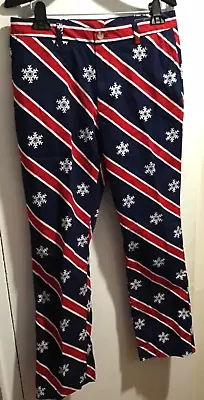 Vineyard Vines Christmas Pants Blue W/red Stripes & Snowflakes Sz 32 X 32 NWOT • $39.99