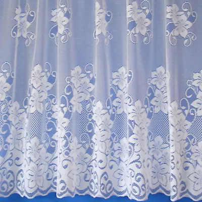 Lyndsey Floral Value & Quality New White Lace Net Curtains - SOLD BY THE METRE • £4.47