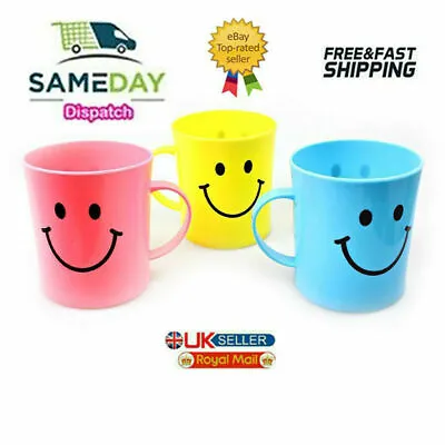 £6.41 • Buy Emoji Faces Childrens Plastic Serving Cups Mugs Assorted 4 Pack QUALITY New