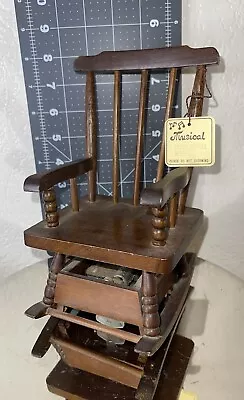 Small 8  Vintage 1982 Musical Wooden Rocking Chair George Good  Small World  • $17.99