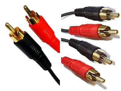 £4.49 • Buy 2 X Phono Rca Twin Cable Male Lead Audio Plug Gold 24k Stereo Speaker 3m 5m 10m