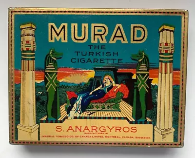 1930's Vintage Murad Turkish Cigarette Flat 50 Tin Near Mint • $27.99