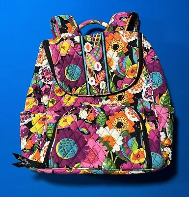 Vera Bradley Va Va Bloom Retired Pattern Backpack 4 Zip Pockets 2 Bottle Holders • $26.99