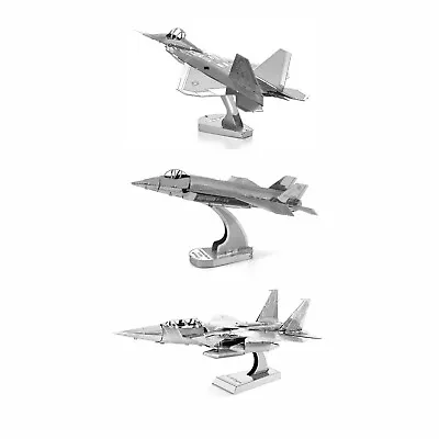 SET Of 3 Metal Earth 3D Model Kits F-22 Raptor F-35 Lightning II & F-15 Eagle • $18.95