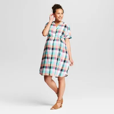 Ingrid & Isabel Womens Plaid Dolman Maternity Tie Waist Shirt Dress New W/ Tags • $11.23