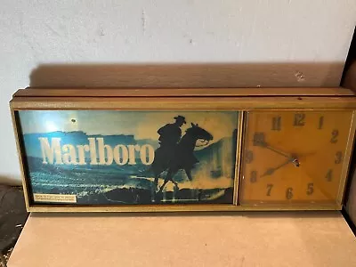 Philip Morris Marlboro Lighted Clock Sign Advertising Display For Repair • $50