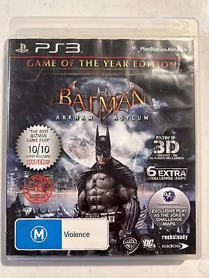 Batman Arkham Asylum Game Of The Year Edition Playstation 3 Game With 3d - Ps3 • $9.27