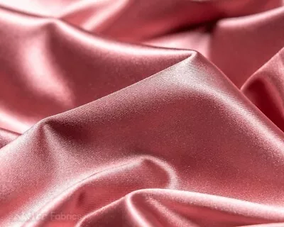 £13.54 • Buy Dusty Rose 4 Way Stretch Silky Satin Fabric By Yard Thick Satin