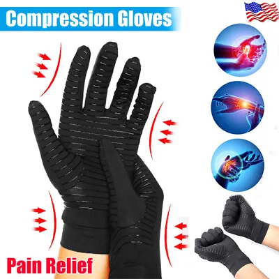 Copper Arthritis Gloves Compression Wrist Hand Joint Pain Relief Support Brace • $7.95